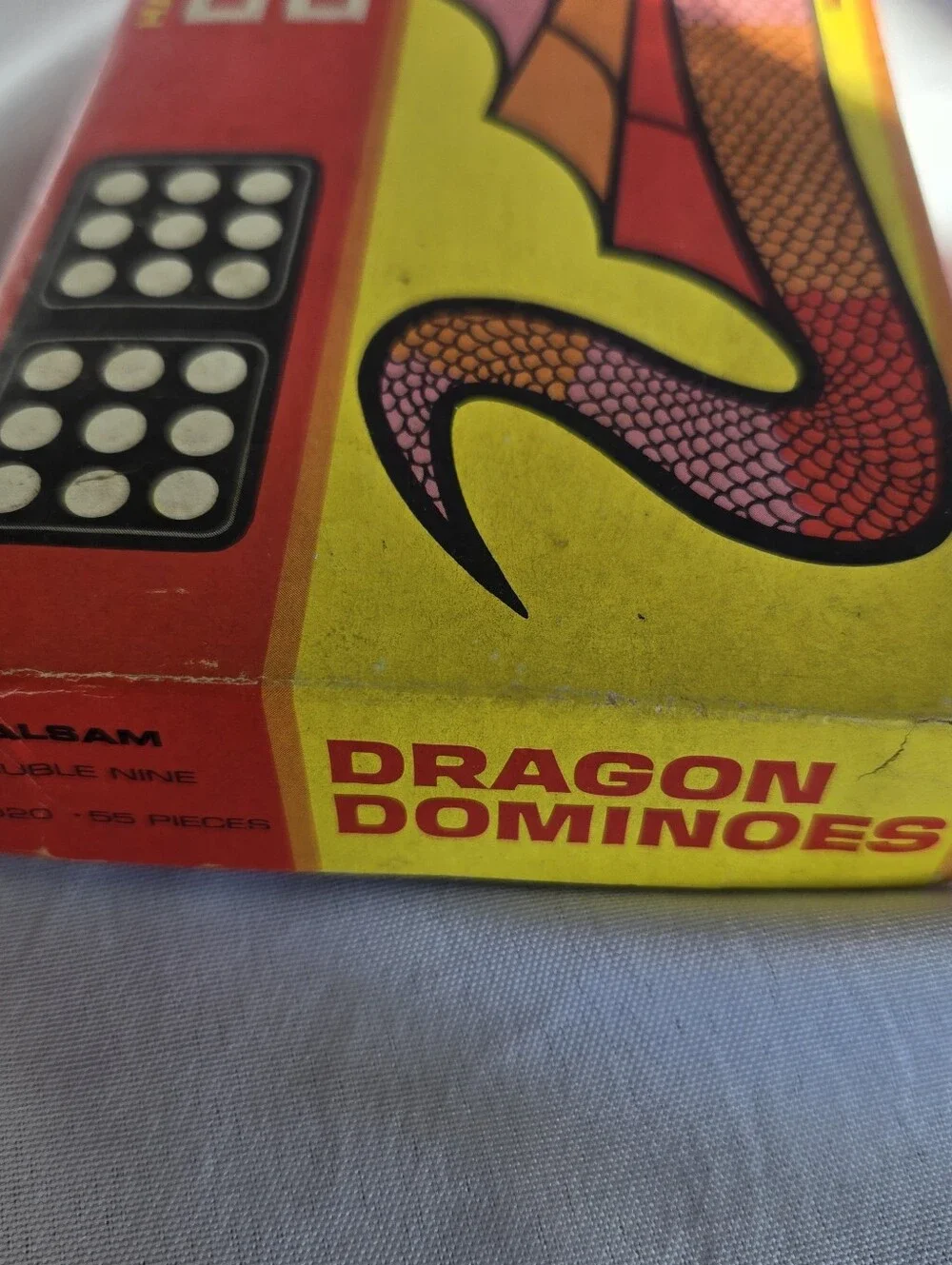 Vintage Halsam Double Nine Dragon Dominoes No. 920 55 Pieces Original Box
